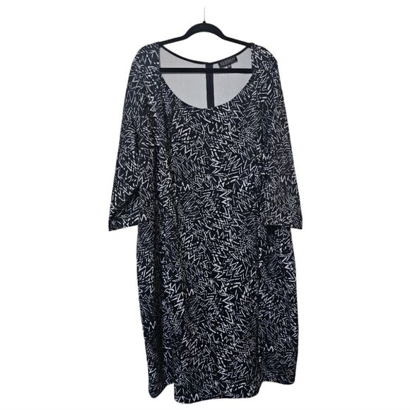 ELOQUII Abstract Black & White Scuba Shift Dress - Size 28 - Picture 1 of 10